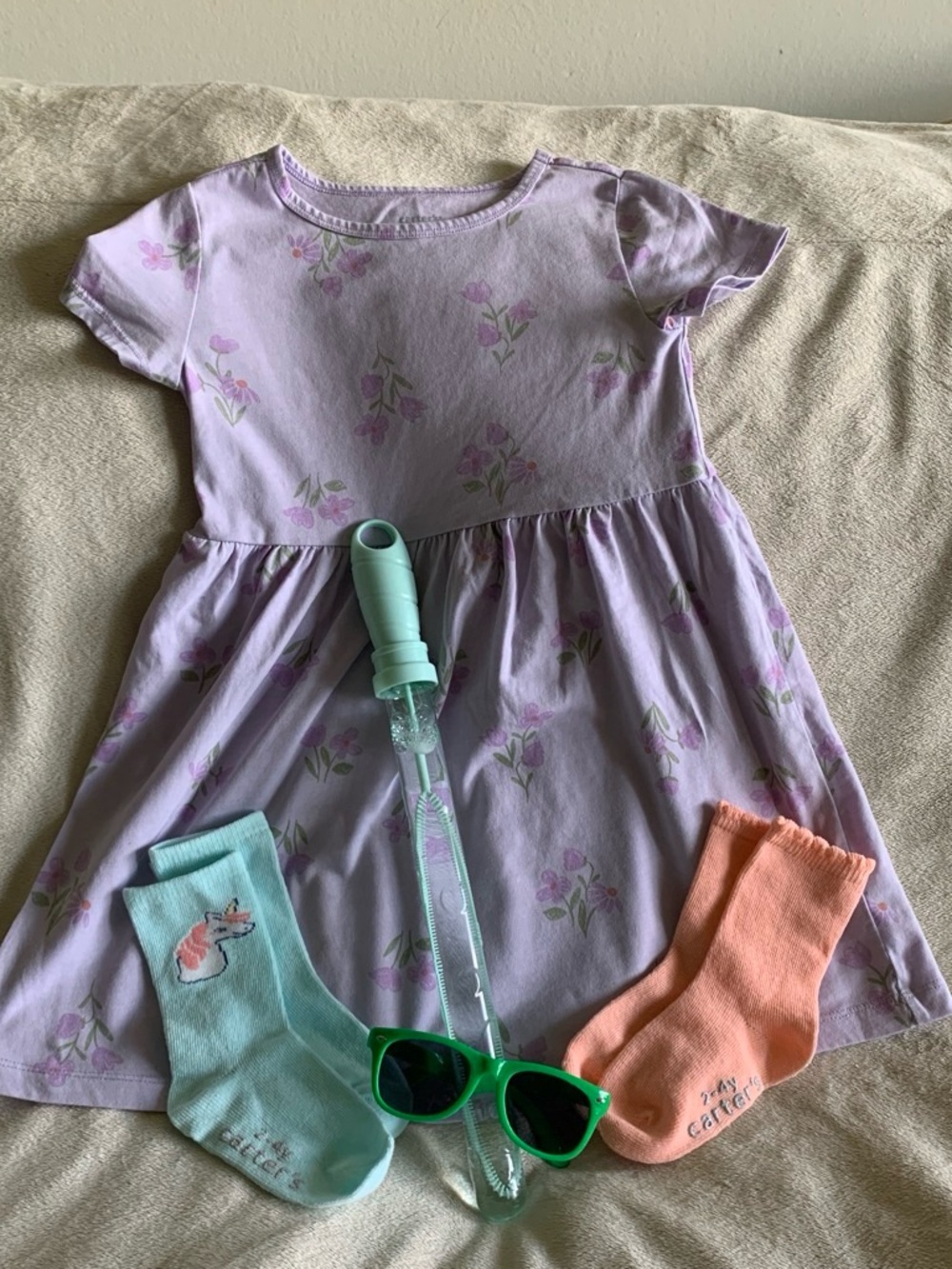 Carter's Lavender Floral Short-Sleeve Dress